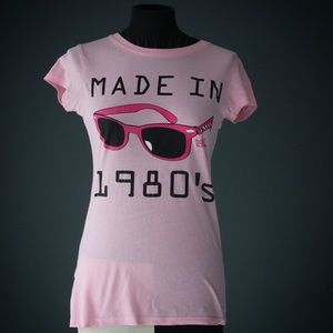 A funky pink “made in 1980s” tshirt